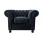 Fauteuil 1 place en tissu de qualité CHESTERFIELD, ardoise