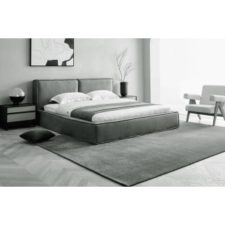 Lit design en curi de luxe BOLOGNA, avec sommier à lattes, gris foncé, 160x200