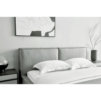 Lit design en curi de luxe BOLOGNA, avec sommier à lattes, gris, 160x200