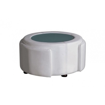Table basse en cuir italien MARCY, blanc