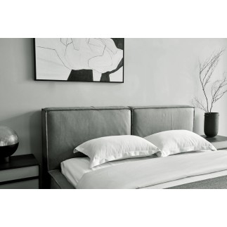 Lit design en cuir de luxe BOLOGNA, avec sommier à lattes, gris foncé, 180x200