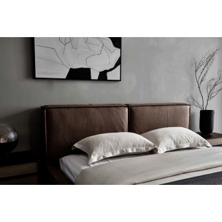 Lit design en cuir de luxe BOLOGNA, avec sommier à lattes, chocolat, 180x200