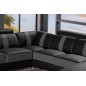 Canapé d'angle cuir buffle italien 7/8 places , LEONARDO, couleur noir et gris foncé, angle gauche