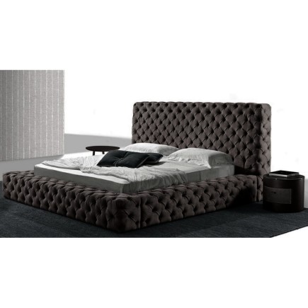Lit design en cuir de luxe ZURICH, avec sommier à lattes, noir, 180x200