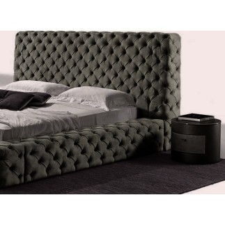 Lit design en cuir de luxe ZURICH, avec sommier à lattes, gris foncé, 140x200
