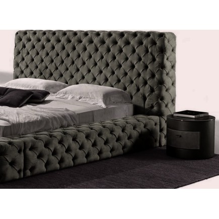 Lit design en cuir de luxe ZURICH, avec sommier à lattes, gris foncé, 140x200