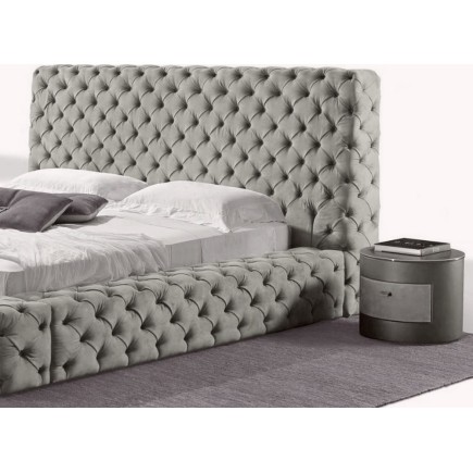 Lit design en cuir de luxe ZURICH, avec sommier à lattes, gris clair, 140x200