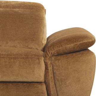 Canapé d'angle avec relax électrique tissu bouclette sensation velours, 5/6 places SINATRA, couleur miel, angle gauche