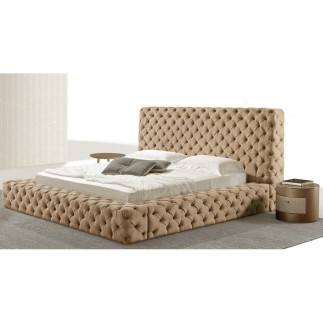 Lit design en cuir de luxe ZURICH, avec sommier à lattes, beige, 160x200