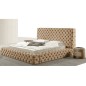 Lit design en cuir de luxe ZURICH, avec sommier à lattes, beige, 160x200
