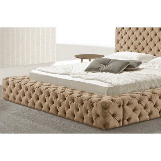 Lit design en cuir de luxe ZURICH, avec sommier à lattes, beige, 160x200
