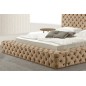 Lit design en cuir de luxe ZURICH, avec sommier à lattes, beige, 160x200