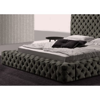 Lit design en cuir de luxe ZURICH, avec sommier à lattes, gris foncé, 180x200