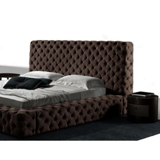 Lit design en cuir de luxe ZURICH, avec sommier à lattes, chocolat, 180x200