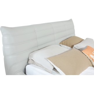 Lit design en cuir de luxe BERTO, avec sommier à lattes offert, blanc, 180x200