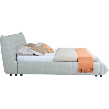 Lit design en cuir de luxe BERTO, avec sommier à lattes offert, blanc, 160x200