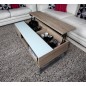 Table basse design réglage en hauteur, en bois clair et verre, AVENA
