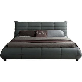 Lit design en cuir de luxe BERTO, avec sommier à lattes offert, gris foncé, 180x200
