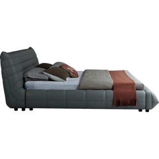 Lit design en cuir de luxe BERTO, avec sommier à lattes offert, gris foncé, 180x200