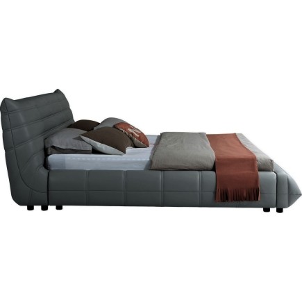 Lit design en cuir de luxe BERTO, avec sommier à lattes offert, gris foncé, 180x200