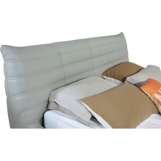 Lit design en cuir de luxe BERTO, avec sommier à lattes offert, gris clair, 180x200