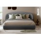 Lit design en cuir de luxe LUXO, avec sommier à lattes offert, gris foncé, 140x200