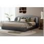 Lit design en cuir de luxe LUXO, avec sommier à lattes offert, gris foncé, 140x200