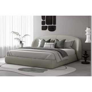 Lit design en cuir de luxe LUXO, avec sommier à lattes offert, gris clair, 140x200