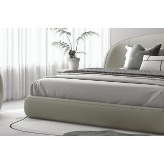 Lit design en cuir de luxe LUXO, avec sommier à lattes offert, gris clair, 140x200