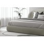 Lit design en cuir de luxe LUXO, avec sommier à lattes offert, gris clair, 140x200