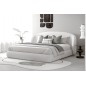 Lit design en cuir de luxe LUXO, avec sommier à lattes offert, blanc, 160x200