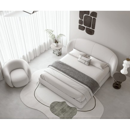 Lit design en cuir de luxe LUXO, avec sommier à lattes offert, blanc, 160x200