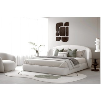Lit design en cuir de luxe LUXO, avec sommier à lattes offert, blanc, 160x200