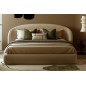 Lit design en cuir de luxe LUXO, avec sommier à lattes offert, beige, 160x200