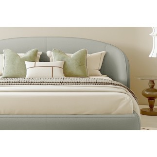 Lit design en cuir de luxe LUXO, avec sommier à lattes offert, gris clair, 160x200