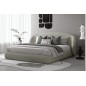 Lit design en cuir de luxe LUXO, avec sommier à lattes offert, gris clair, 160x200
