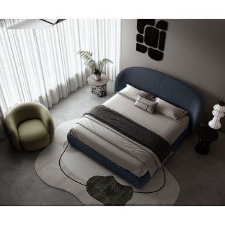 Lit design en cuir de luxe LUXO, avec sommier à lattes offert, noir, 180x200