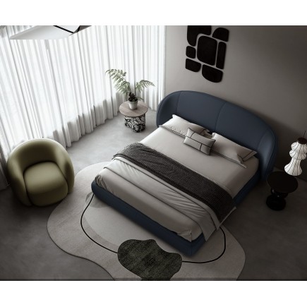 Lit design en cuir de luxe LUXO, avec sommier à lattes offert, noir, 180x200