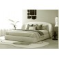 Lit design en cuir de luxe LUXO, avec sommier à lattes offert, écru, 160x200