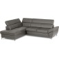 Canapé d'angle convertible en cuir italien luxe 5 places, MEMEZO, coffre, gris foncé, angle gauche Canapé d'angle convertible en cuir italien luxe 5 places, MEMEZO, coffre, gris foncé, angle gauche