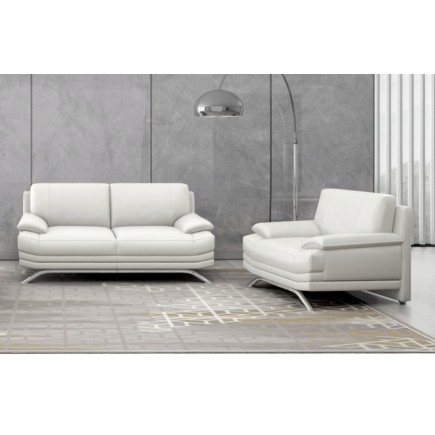Ensemble de 2 canapés 3+2 : Canapé 3 places + canapé 2 places, en cuir LUXE italien MARINI, blanc