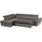Canapé d'angle convertible en cuir italien luxe 5 places, MEMEZO, coffre, gris foncé, angle gauche Canapé d'angle convertible en cuir italien luxe 5 places, MEMEZO, coffre, gris foncé, angle gauche