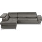 Canapé d'angle convertible en cuir italien luxe 5 places, MEMEZO, coffre, gris foncé, angle gauche Canapé d'angle convertible en cuir italien luxe 5 places, MEMEZO, coffre, gris foncé, angle gauche