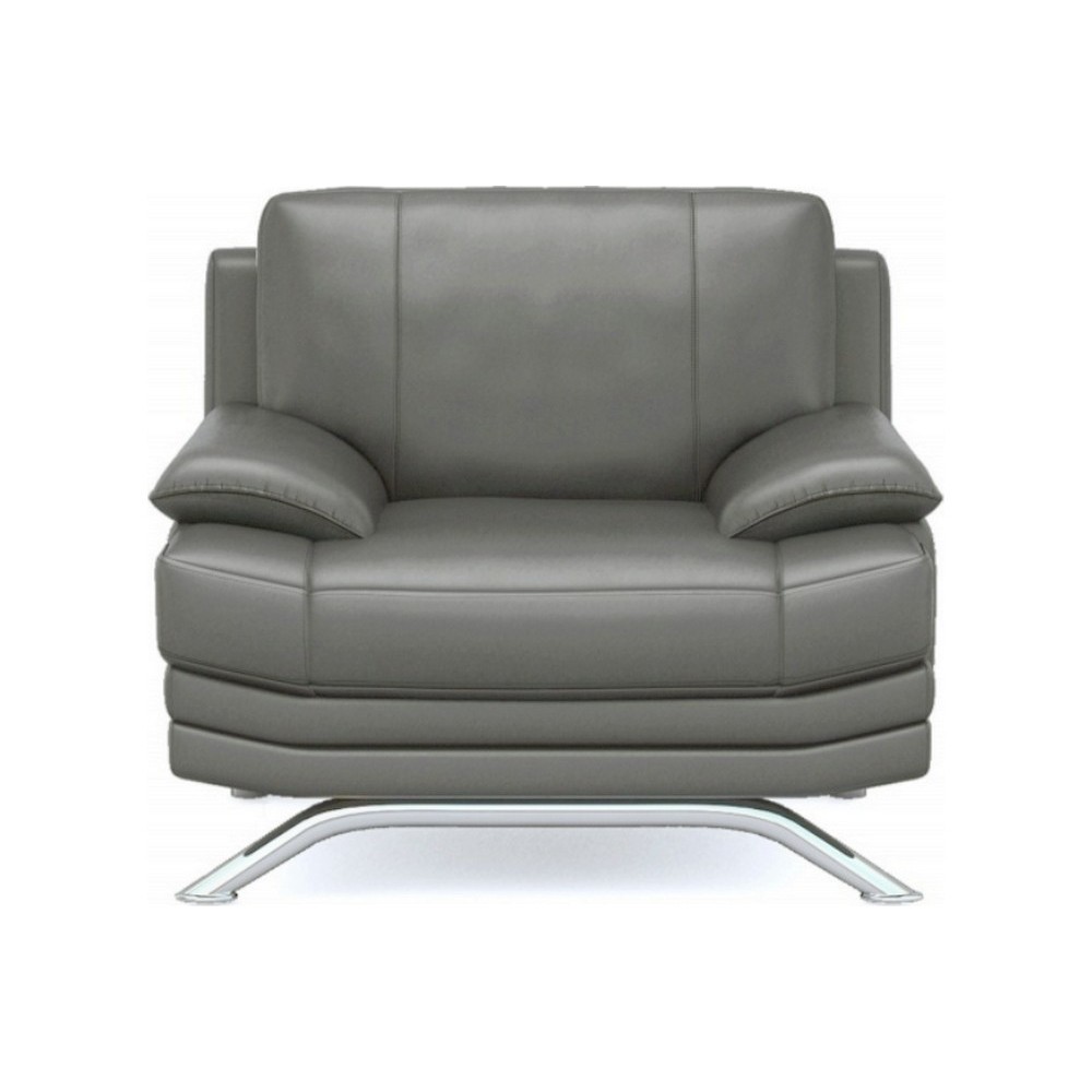 Fauteuil 1 place en cuir LUXE italien MARINI, gris foncé