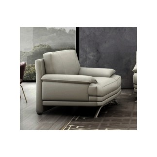 Fauteuil 1 place en cuir LUXE italien MARINI, gris clair