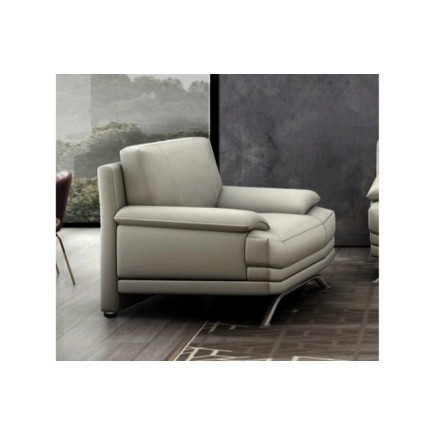Fauteuil 1 place en cuir LUXE italien MARINI, gris clair