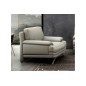 Fauteuil 1 place en cuir LUXE italien MARINI, gris clair