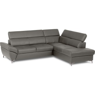 Canapé d'angle convertible en cuir italien luxe 5 places