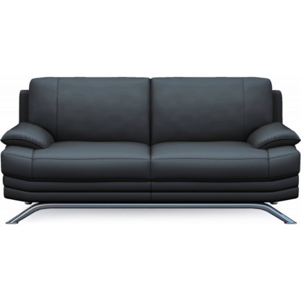 Ensemble 3+2+1 : Canapé 3 places + canapé 2 places + fauteuil 1 place, en cuir LUXE italien MARINI, noir