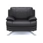 Ensemble 3+2+1 : Canapé 3 places + canapé 2 places + fauteuil 1 place, en cuir LUXE italien MARINI, noir